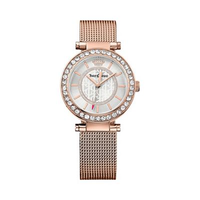 Ladies rose gold plated Cali mesh strap crystal set watch 1901374